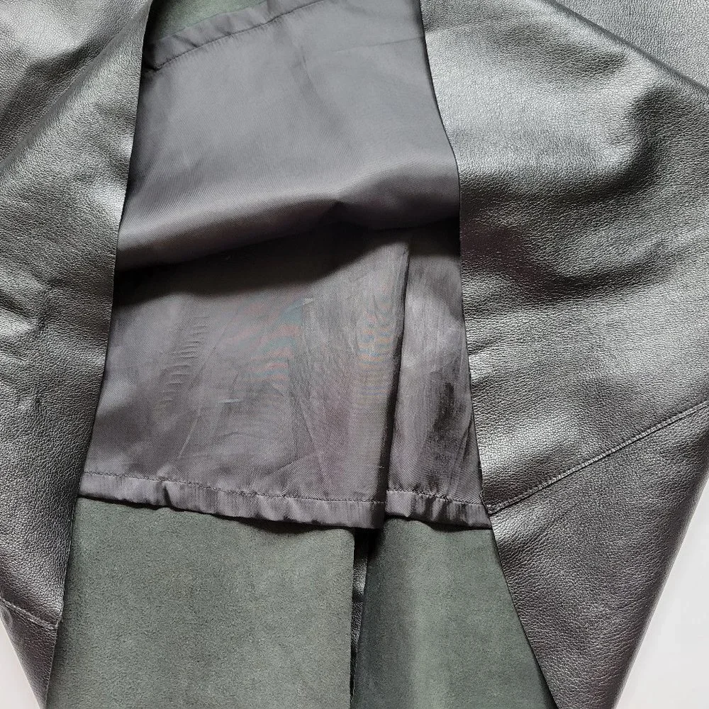 DKNY WOMENS LEATHER SKIRT HI LOW HEM SIZE 6 - Picture 4 of 13